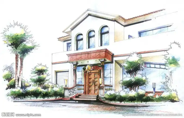 手绘别墅设计图__建筑设计_环境设计_设计图库_昵图网nipic.com
