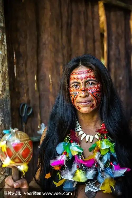 一个巴西印第安人在巴西亚马逊的肖像