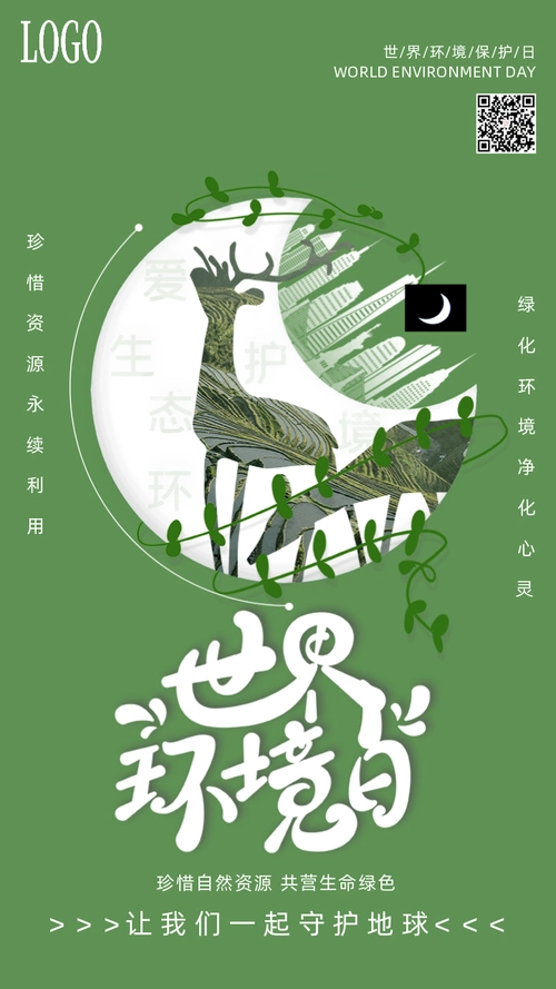 创意绿色小清新世界环境日保护环境公益宣传手机海报