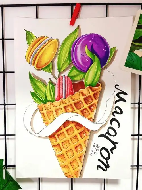 摆放位置及添加装饰哦…马卡龙色系也可自行搭配#少儿美术  #马克笔