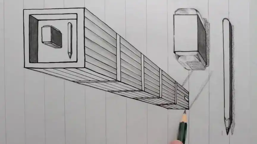 如何在线条纸上绘制3d建筑#画画 #手绘 #绘画 #3d立体画 #艺术