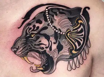 27张胸部胸口老虎纹身图案