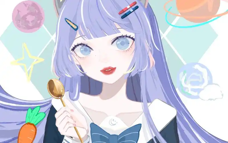 绘画过程 一只紫毛少女