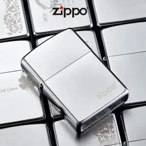 zippo205经典铬煤油打火机限量版正品男士定制盔甲机防风滑轮高档