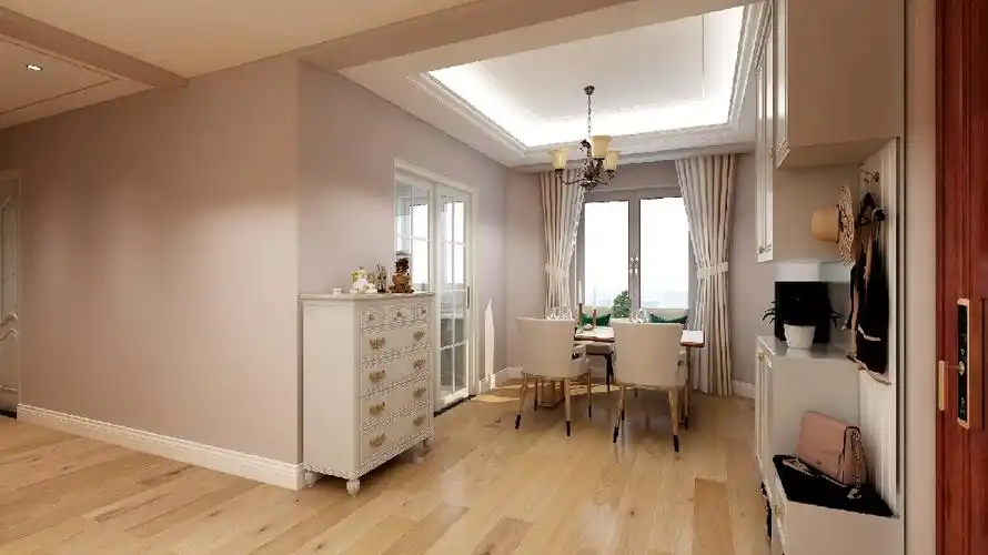 追求空间本身的纯粹,从而体现生活的质感,客厅墙面加了蔷薇色的乳胶漆