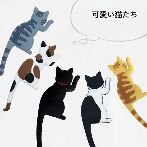 创意磁性冰箱贴留言板强力磁铁卡通可爱猫咪钥匙挂钩吸铁石挂钩
