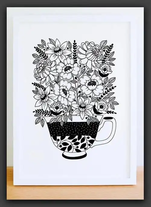 黑白画装饰画技法(创意黑白画意一组唯美的绘画线描装饰画欣赏)(7)