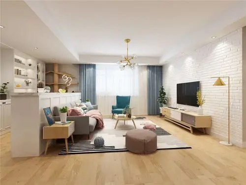 北欧混搭风三居客厅装修效果图