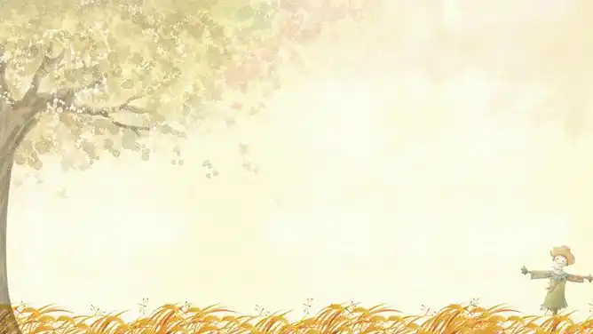 秋天可爱稻草人ppt背景图片