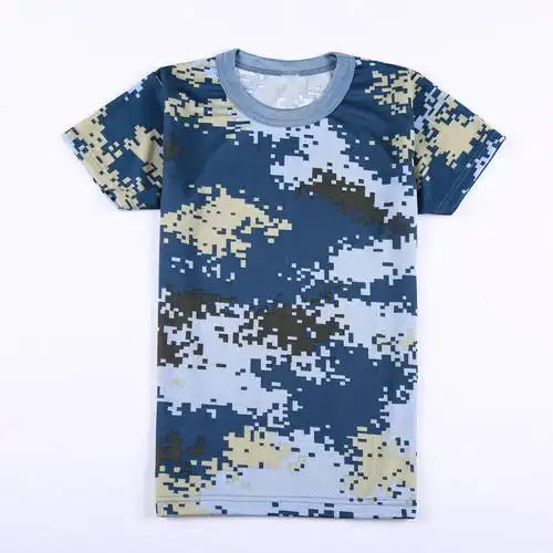 蓝色迷彩服t恤定制