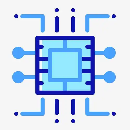 蓝色手绘芯片卡通图标