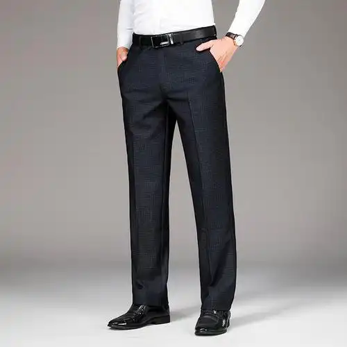 金盾kindon夏季薄款天丝中年西裤男直筒长裤子免烫西装裤宽松商务正装