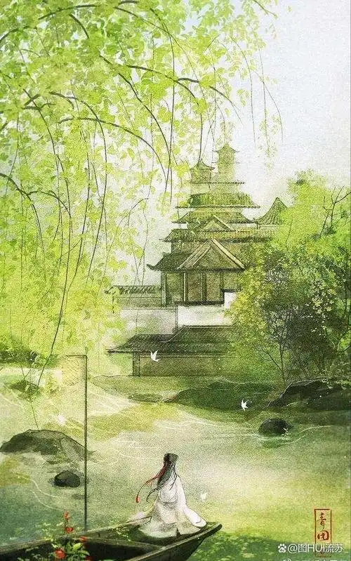 古风春意绿色壁纸