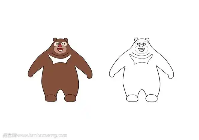 熊大熊二简笔画教程