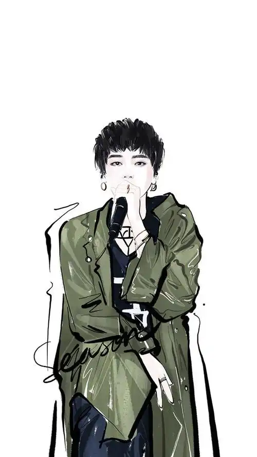 帅哥华晨宇创意手绘手机壁纸