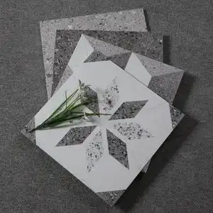灰色仿古水磨石小地砖厨房卫生间30x30墙砖哑光防滑拼花几何瓷砖