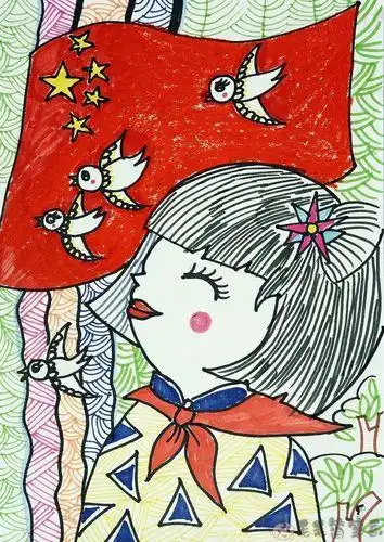 童心向党儿童画童心向党少儿绘画作品 - 第2页 - 毛毛简笔画