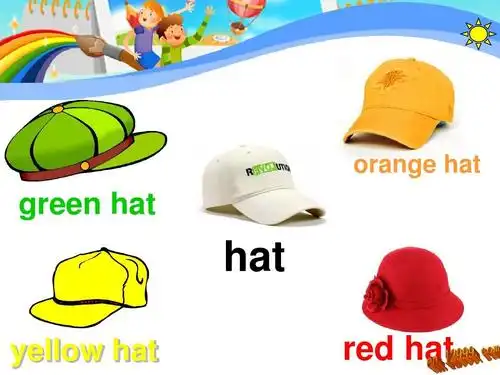orange hat green hat hat yellow hat red hat