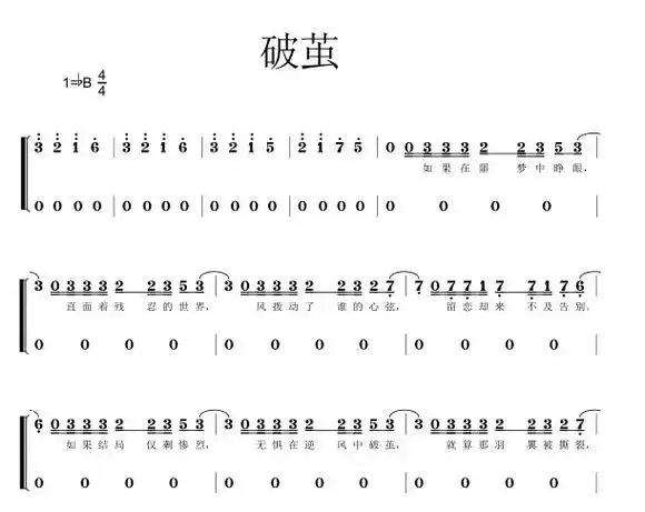 破茧-天使天使合唱团 二声部 编配改编合唱简谱钢琴伴奏五线谱 - 抖音