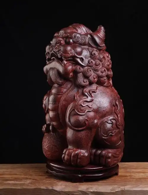 正宗印度小叶紫檀鸡血红泥料大师手工雕刻貔貅摆件居家摆美观大气