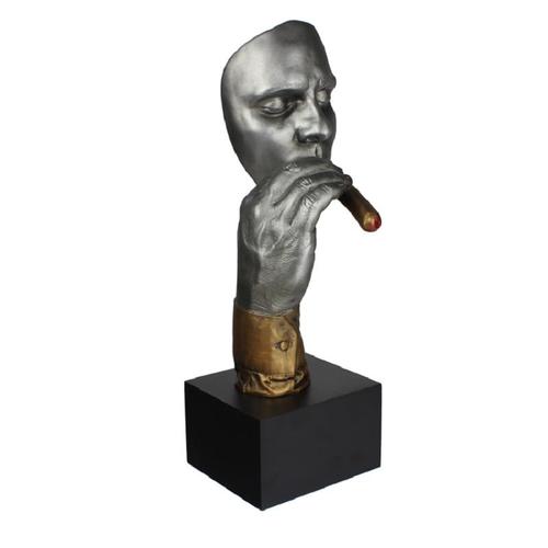 luxfo朗佑树脂雪茄人头像雪茄吧艺术摆件酒吧家居抽吸烟人者lf-5010m