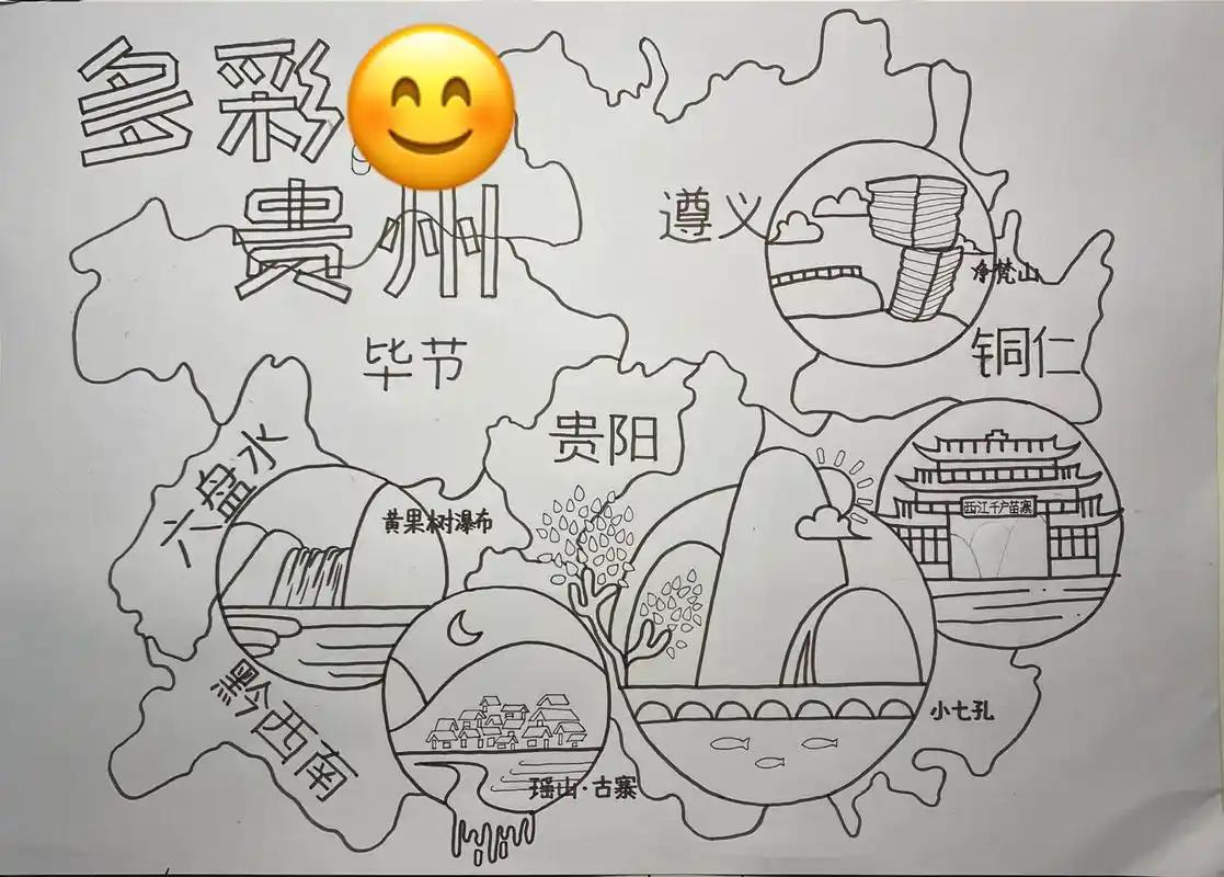 中国版图多彩贵州手绘地图儿童画 客稿,已投比赛,慎重参考,借鉴需改稿