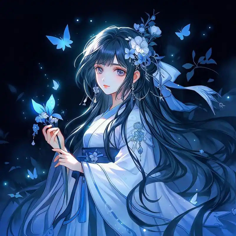 蓝色系古风女生头像,真的太好看了吧!