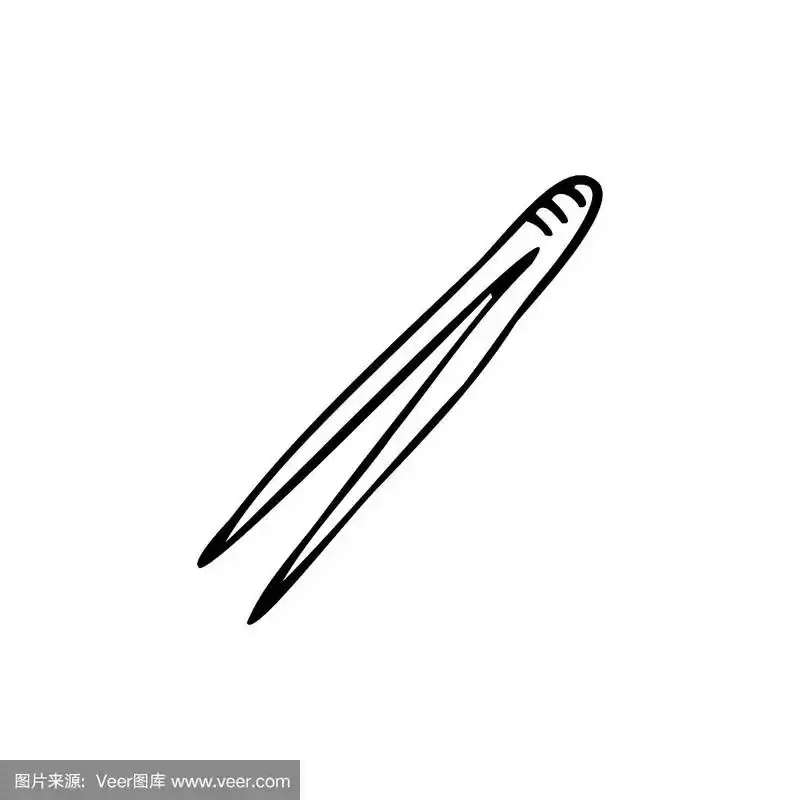 手动绘制的镊子孤立在一个白色的背景.医学元素图标.