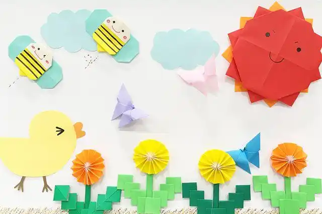 幼儿园简单折纸蜜蜂做春天环创小手工步骤图解