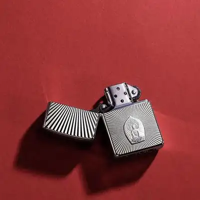 打火机zippo正版zoppozippo镜面镀银盔甲贴章双面雕刻zippo