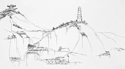 手绘宝塔山画延安宝塔山简笔画延安宝塔山怎么画简笔画延安宝塔山简笔