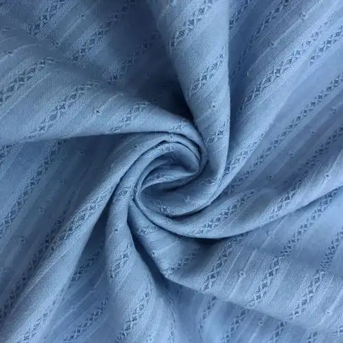 2021纱罗提花面料 全棉洗水提花条纹布 纯棉童装女装上衣裙子面料