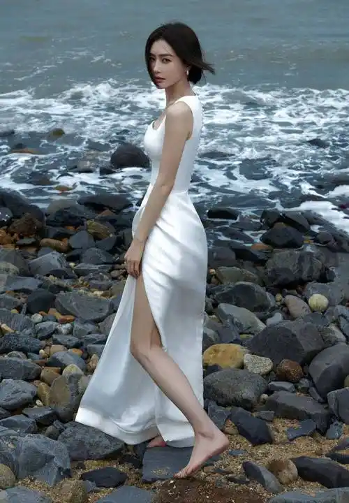 秦岚海边写真大片,身穿白色长裙尽显好身材,是恋爱的状态没错了_姐姐