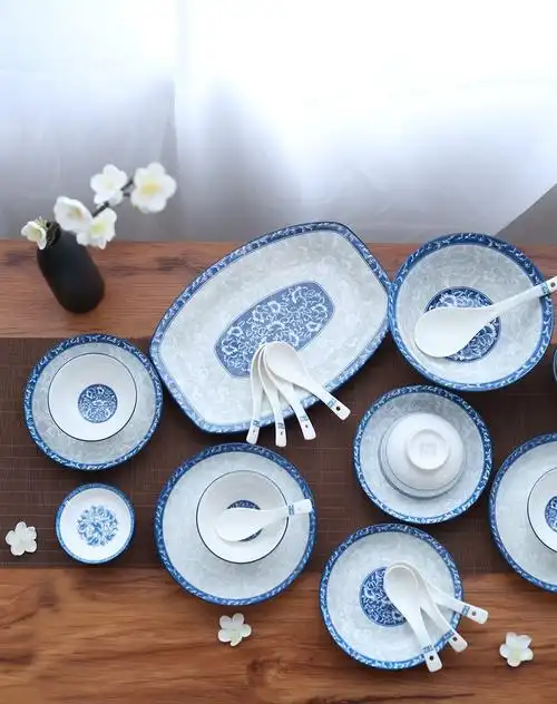 雅诚德新中式青花瓷餐具28头精美套装3926-1-y025_唯品会