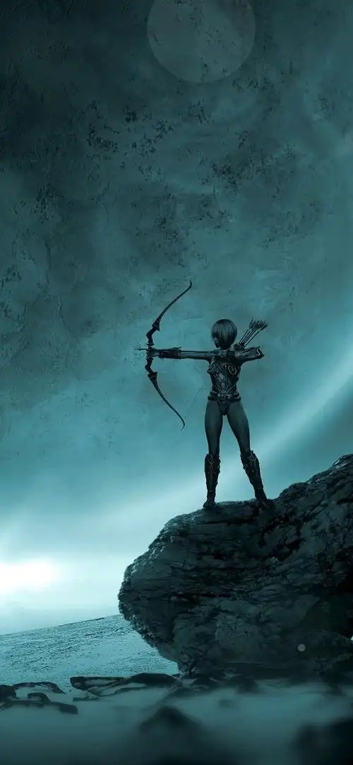 幻想女孩,弓箭手,弓,行星,空间,艺术图片 4k