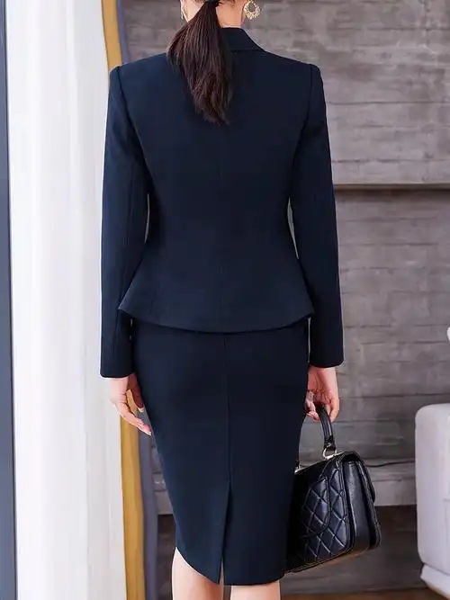 粉色西装 女2024春装 高级感职业装 时尚 修身 套裙商务工作服 - 女装