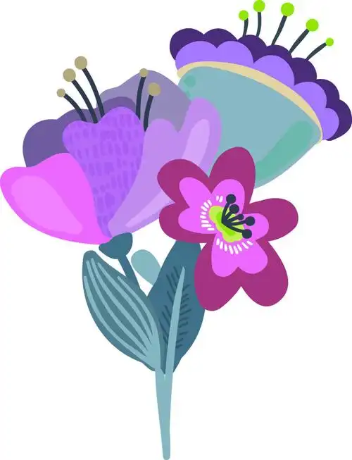 紫色卡通花朵矢量素材