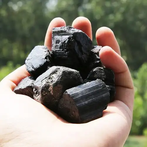 天然水晶黑碧玺原石碎石 香薰石扩香石饰品摆件厂家批发