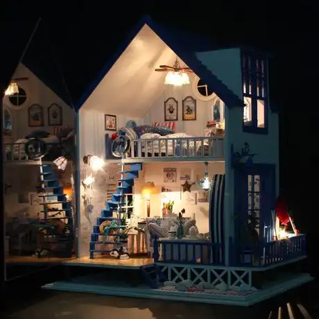 diy小屋 超大型别墅 情牵爱琴海 手工建筑拼装创意房子场景模型