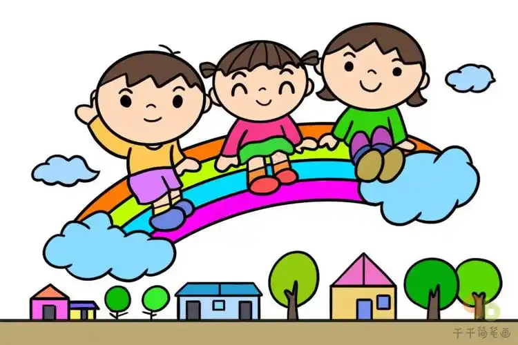 人物情景彩色简笔画