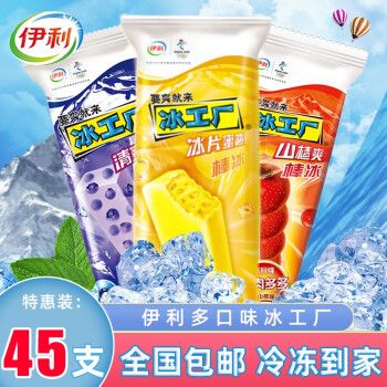 伊利冰工厂雪糕冰片蜜桃炫菠萝冷饮冰淇淋冰激凌冰工厂蓝莓45支