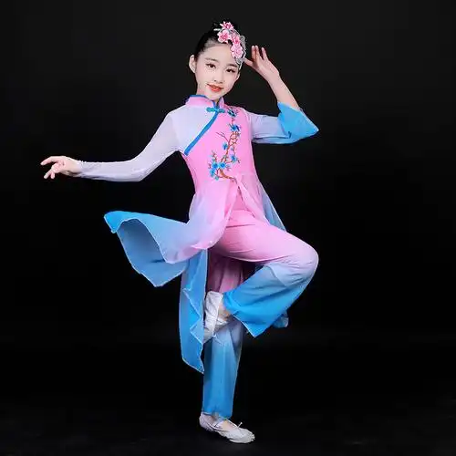 万疆儿童古典舞演出服中国舞飘逸扇舞古典纱衣女童古风舞蹈服