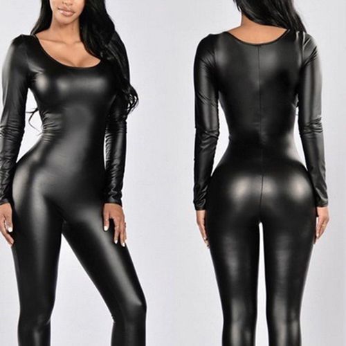 大码200斤性感up伪娘连体衣紧身漆皮连体皮衣女装大佬cosplay用品