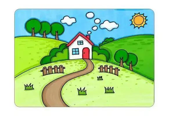 简笔画春天图片大全大图简笔画彩色风景简笔画 - 艺美术儿童简笔画春