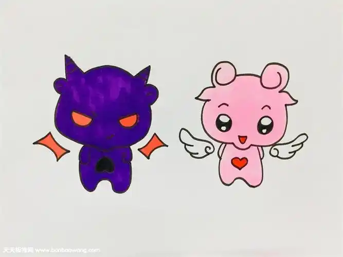 天使与恶魔简笔画教程