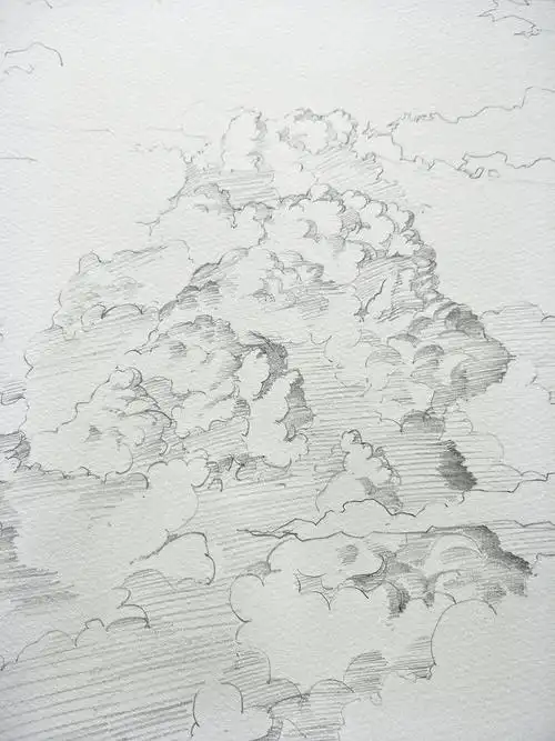 水彩风景火烧云