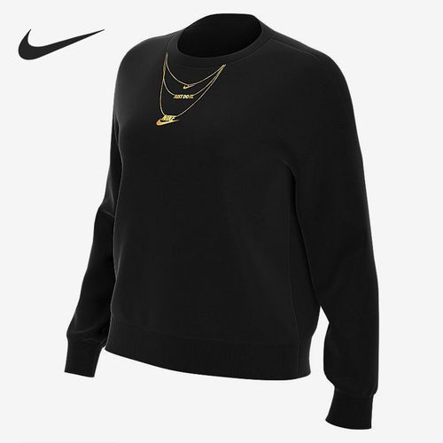 nike/耐克正品nike大logo刺绣项链烫金圆领时尚卫衣套头衫 cz4023