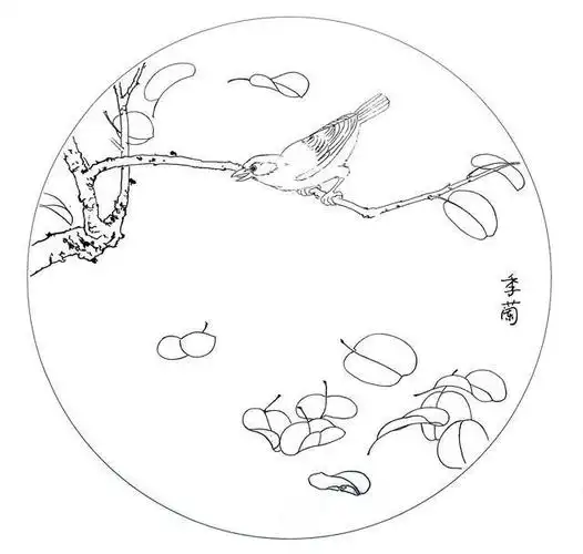 季阑工笔花鸟圆扇面29幅,色稿 白描,喜欢的收藏关注