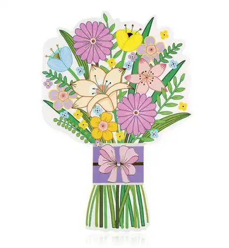 创意生日祝福闺蜜教师节贺卡感谢老师朋友美丽花束留言万用卡片