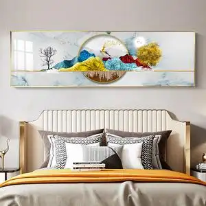 背靠金山现代简约卧室床头装饰画大气招财鹿酒店房间背景墙壁挂画